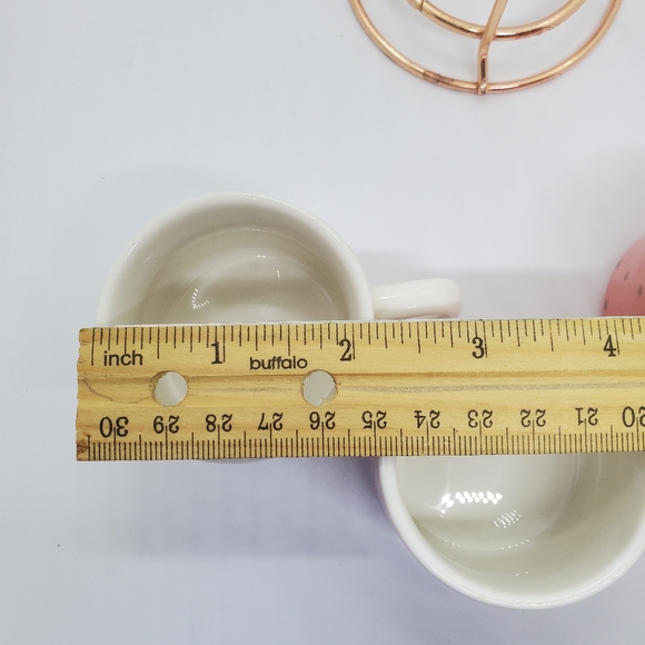 Coco + Lola Stackable Espresso Cup Set Gold Stars Pink Palette with holder - Picture 6 of 6